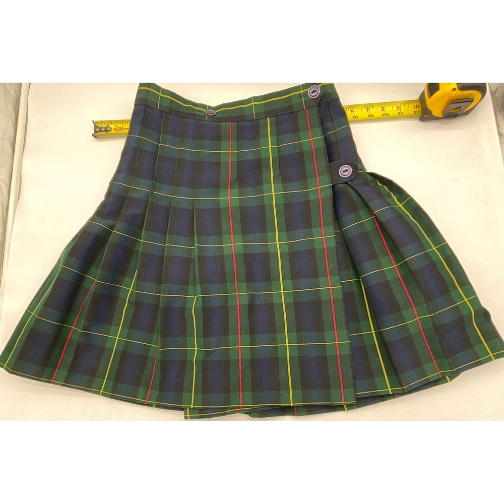Flynn OHara Green Navy Plaid Pleated School Uniform Kilt Skirt Girls 14X